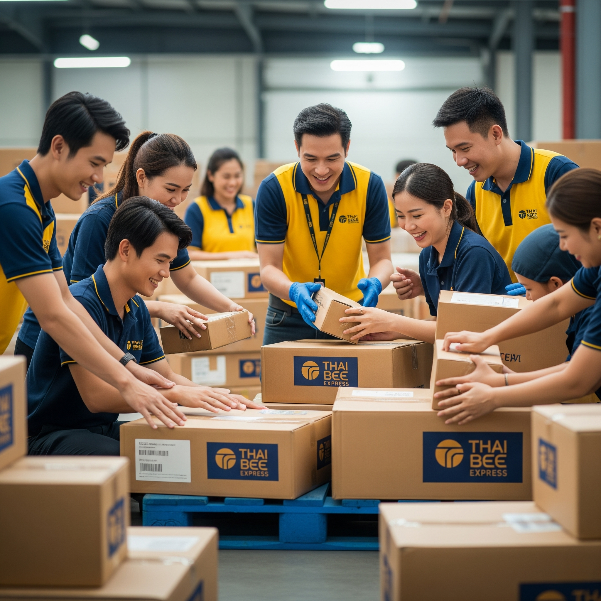 ทีมงาน Beeexpress กำลังแพ็คของส่งออก